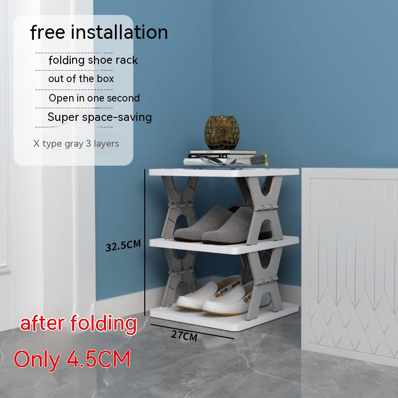 Plastic Installation-Free Shoe Rack Storage Shoe Rack Folding Shoe Cabinet
