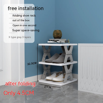 Plastic Installation-Free Shoe Rack Storage Shoe Rack Folding Shoe Cabinet