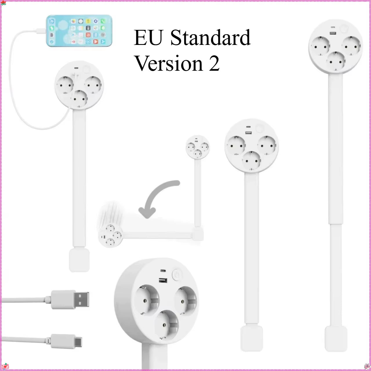 Electrical Outlet Extender Flat Plug Power Strip Features Rotates Power Outlets Extender Use behind Sofas Nightstands Desk