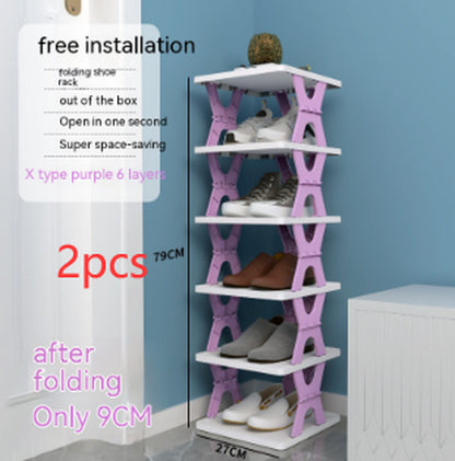 Plastic Installation-Free Shoe Rack Storage Shoe Rack Folding Shoe Cabinet
