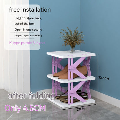 Plastic Installation-Free Shoe Rack Storage Shoe Rack Folding Shoe Cabinet