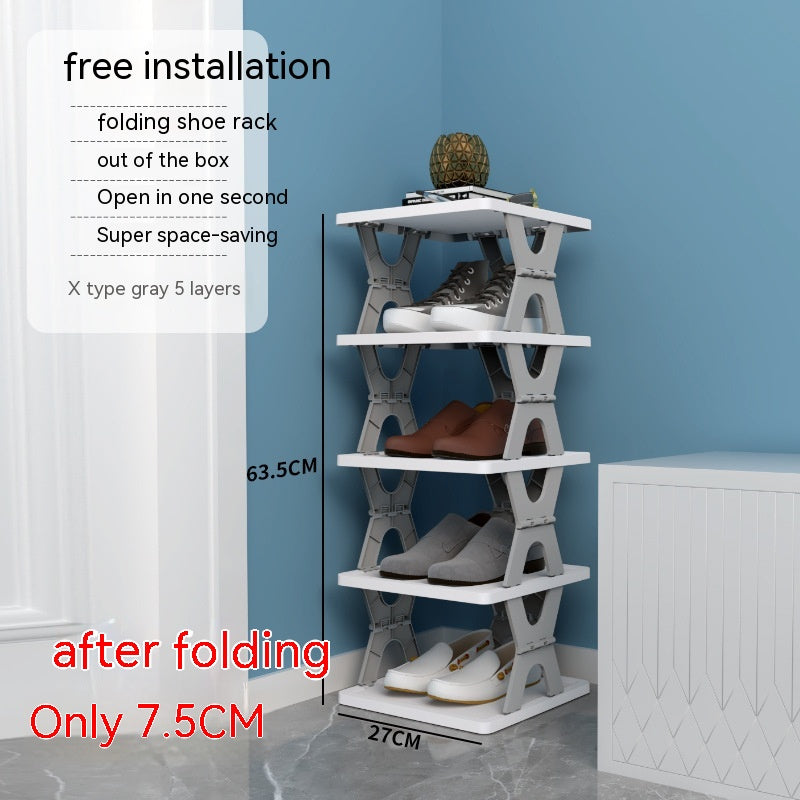 Plastic Installation-Free Shoe Rack Storage Shoe Rack Folding Shoe Cabinet
