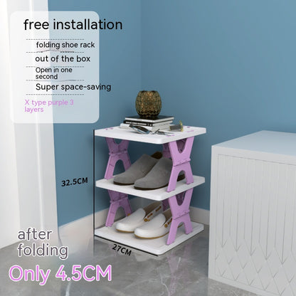Plastic Installation-Free Shoe Rack Storage Shoe Rack Folding Shoe Cabinet