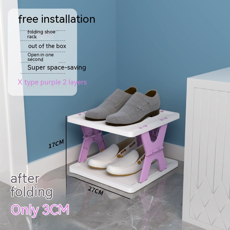 Plastic Installation-Free Shoe Rack Storage Shoe Rack Folding Shoe Cabinet