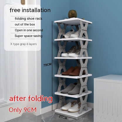 Plastic Installation-Free Shoe Rack Storage Shoe Rack Folding Shoe Cabinet