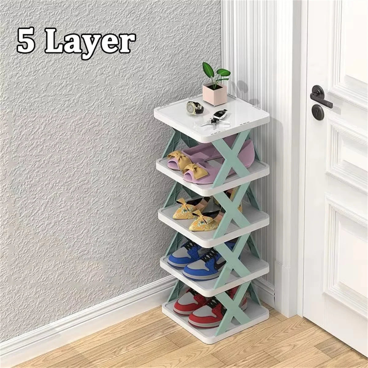 DIY Simple Shoe Rack Home Space Saving Storage Small Narrow Shoe Rack Multifunctional Creative Plastic Multi-Layer Dormitory Sma