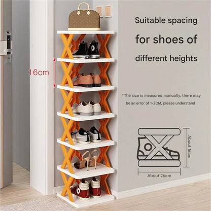 DIY Simple Shoe Rack Home Space Saving Storage Small Narrow Shoe Rack Multifunctional Creative Plastic Multi-Layer Dormitory Sma