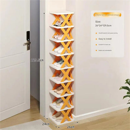 DIY Simple Shoe Rack Home Space Saving Storage Small Narrow Shoe Rack Multifunctional Creative Plastic Multi-Layer Dormitory Sma