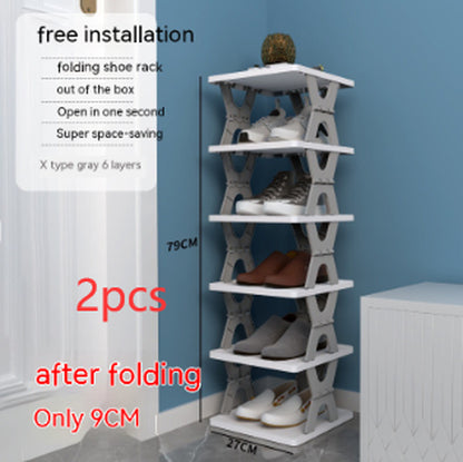 Plastic Installation-Free Shoe Rack Storage Shoe Rack Folding Shoe Cabinet
