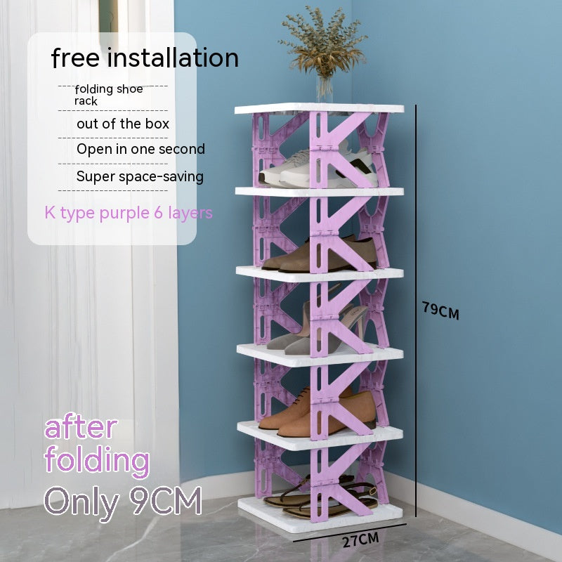 Plastic Installation-Free Shoe Rack Storage Shoe Rack Folding Shoe Cabinet