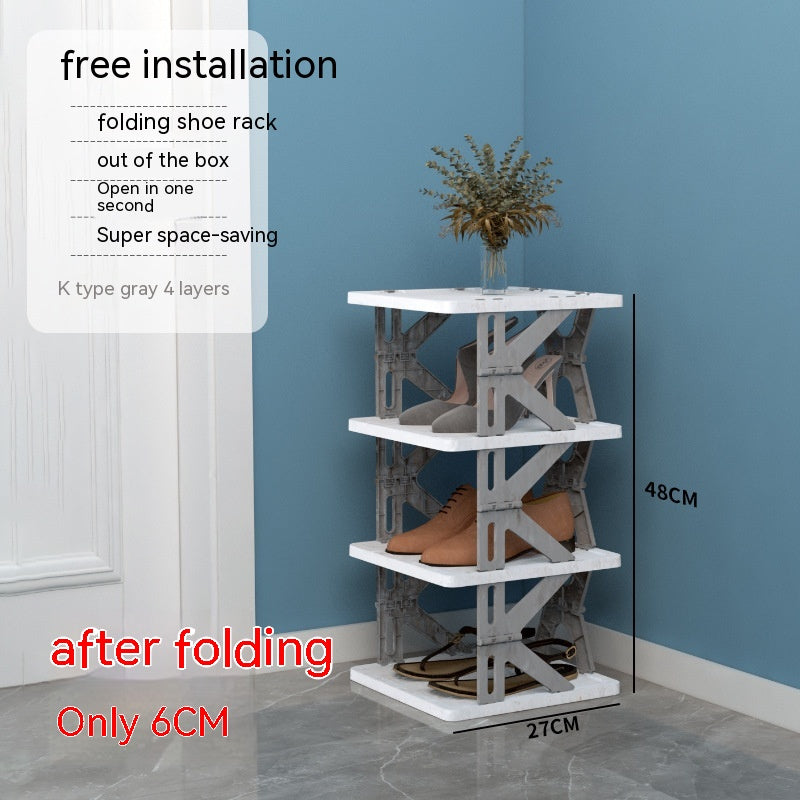 Plastic Installation-Free Shoe Rack Storage Shoe Rack Folding Shoe Cabinet