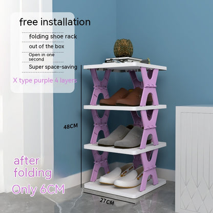 Plastic Installation-Free Shoe Rack Storage Shoe Rack Folding Shoe Cabinet