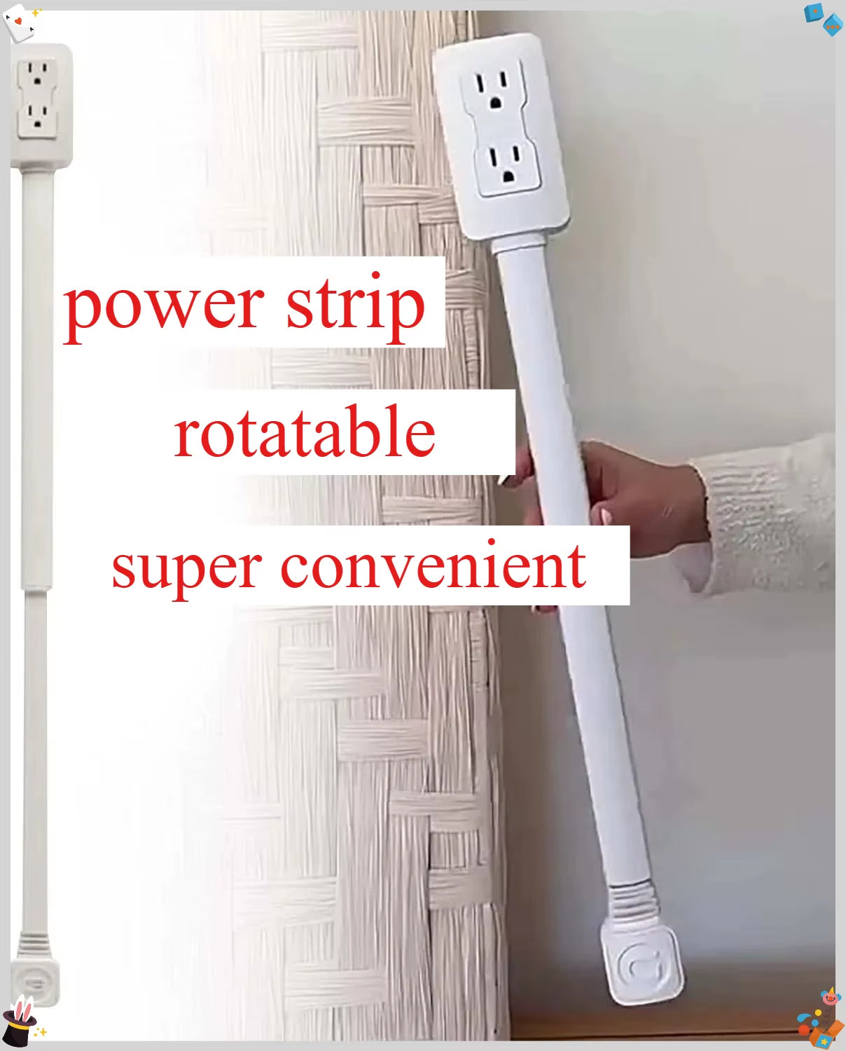Electrical Outlet Extender Flat Plug Power Strip Features Rotates Power Outlets Extender Use behind Sofas Nightstands Desk