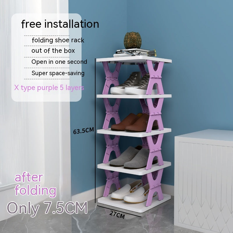 Plastic Installation-Free Shoe Rack Storage Shoe Rack Folding Shoe Cabinet