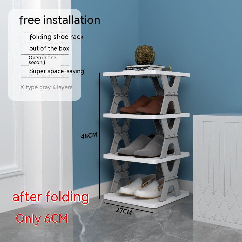 Plastic Installation-Free Shoe Rack Storage Shoe Rack Folding Shoe Cabinet