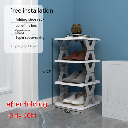 Plastic Installation-Free Shoe Rack Storage Shoe Rack Folding Shoe Cabinet