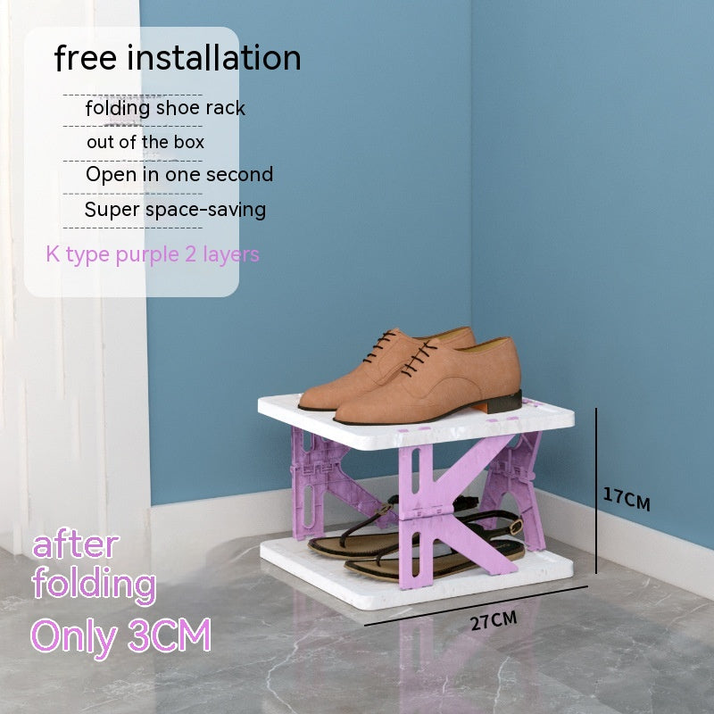 Plastic Installation-Free Shoe Rack Storage Shoe Rack Folding Shoe Cabinet