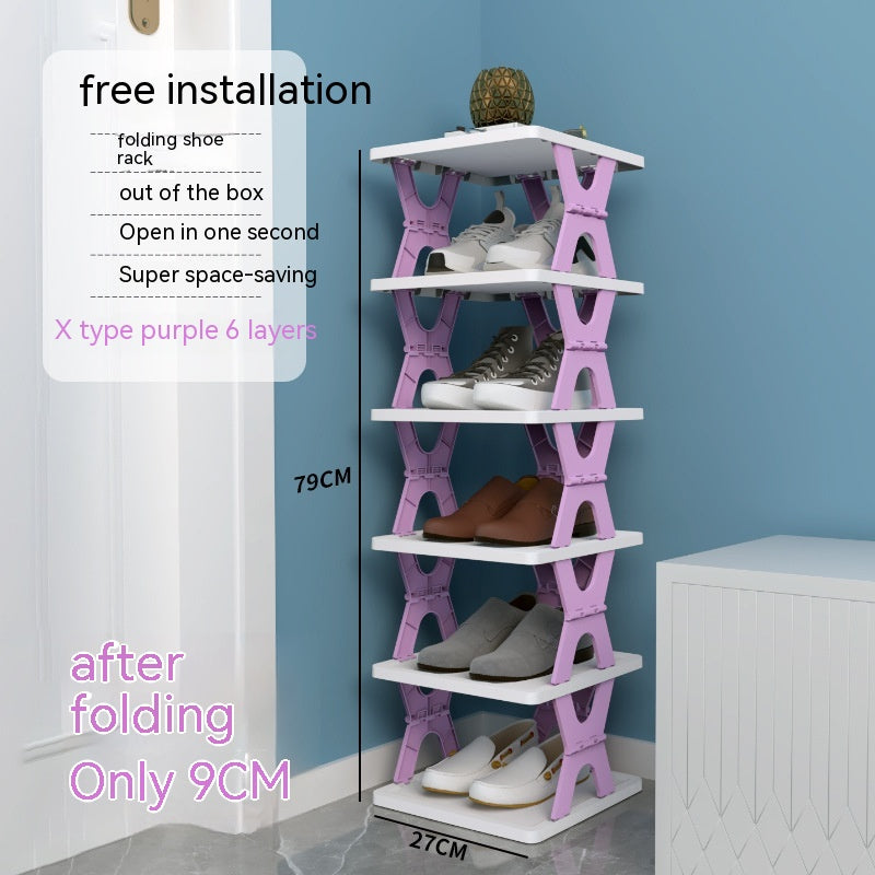 Plastic Installation-Free Shoe Rack Storage Shoe Rack Folding Shoe Cabinet